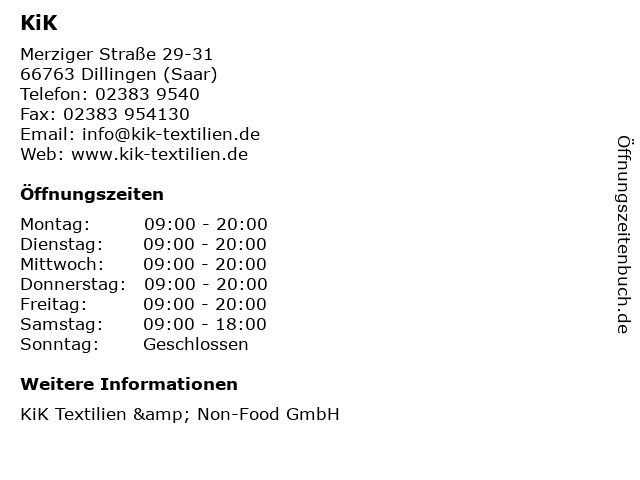 KiK in Dillingen (Saar): Adresse und Öffnungszeiten