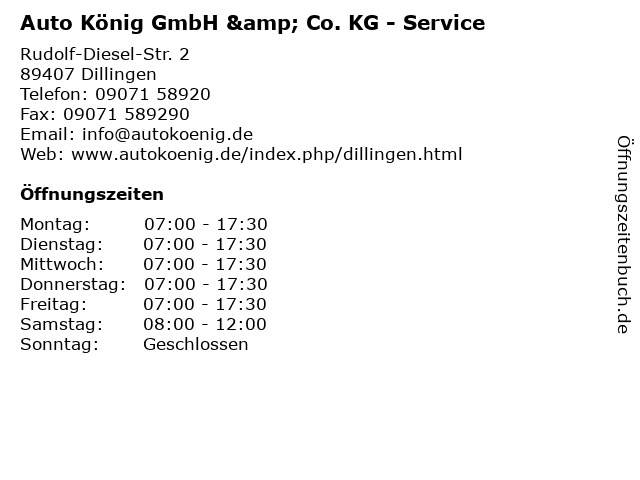 Auto König GmbH & Co. KG - Service in Dillingen: Adresse und Öffnungszeiten