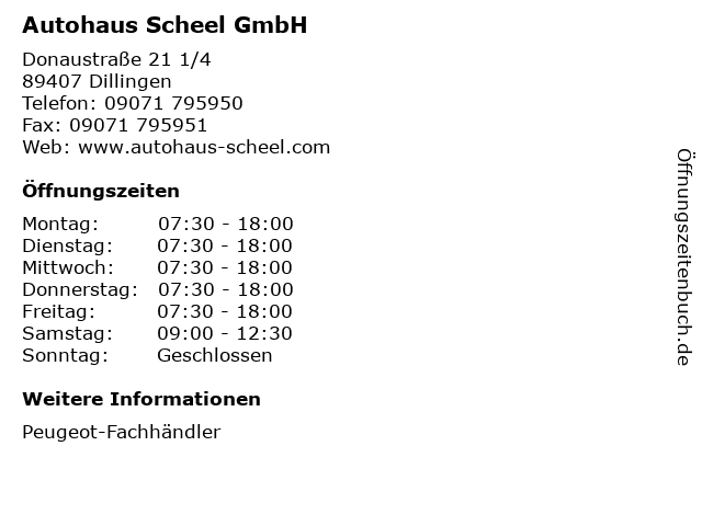 Autohaus Scheel GmbH in Dillingen: Adresse und Öffnungszeiten