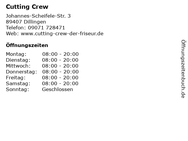 Cutting Crew in Dillingen: Adresse und Öffnungszeiten