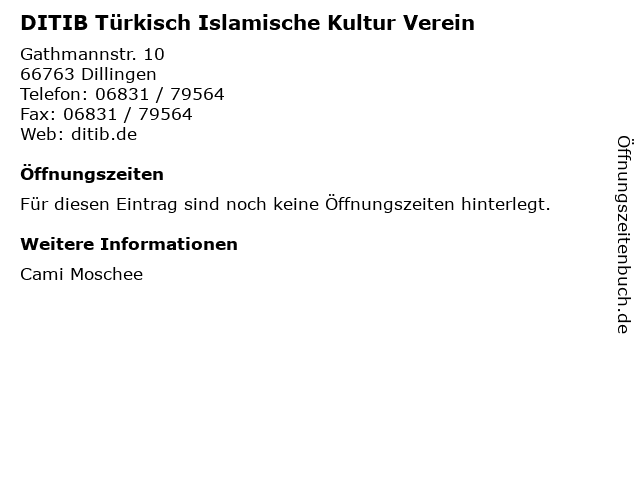 DITIB Türkisch Islamische Kultur Verein in Dillingen: Adresse und Öffnungszeiten
