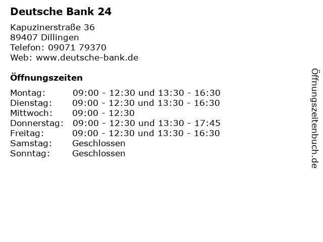 Deutsche Bank 24 in Dillingen: Adresse und Öffnungszeiten