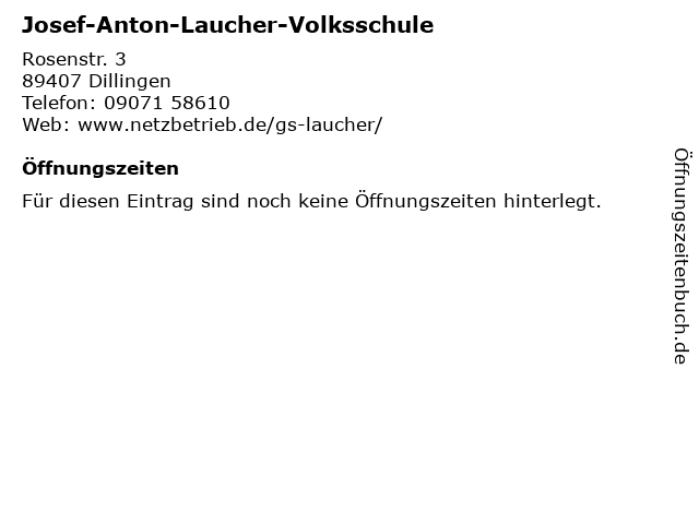 Josef-Anton-Laucher-Volksschule in Dillingen: Adresse und Öffnungszeiten