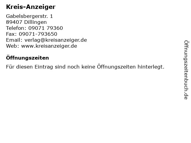 Kreis-Anzeiger in Dillingen: Adresse und Öffnungszeiten