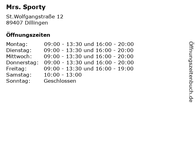 Mrs. Sporty in Dillingen: Adresse und Öffnungszeiten