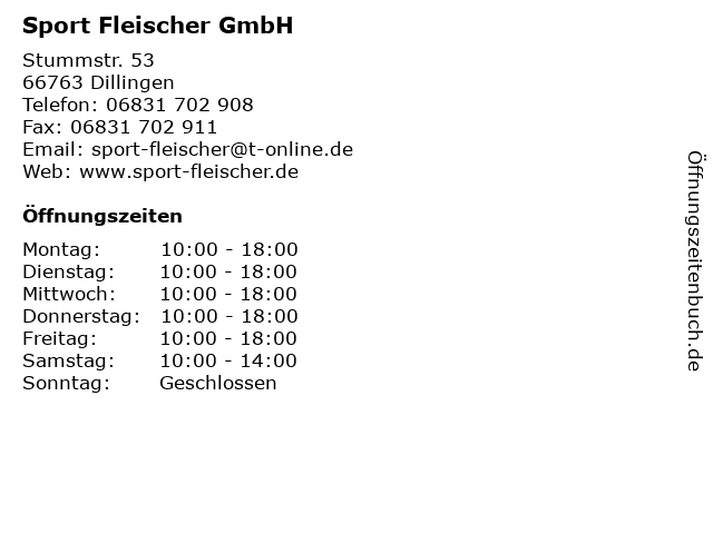 Sport Fleischer GmbH in Dillingen: Adresse und Öffnungszeiten