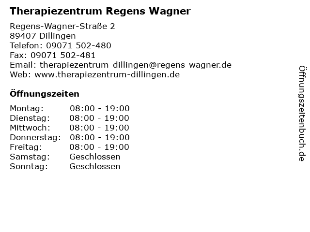 Therapiezentrum Regens Wagner in Dillingen: Adresse und Öffnungszeiten