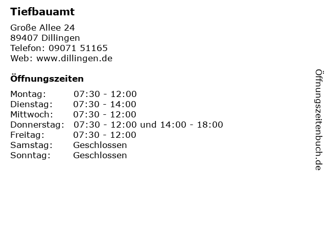 Tiefbauamt in Dillingen: Adresse und Öffnungszeiten