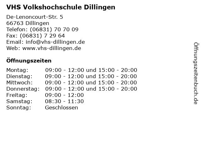 VHS Volkshochschule Dillingen in Dillingen: Adresse und Öffnungszeiten