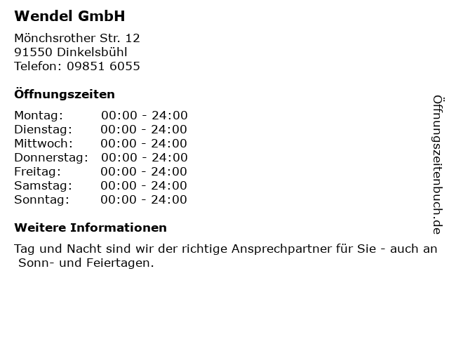 Wendel GmbH in Dinkelsbühl: Adresse und Öffnungszeiten