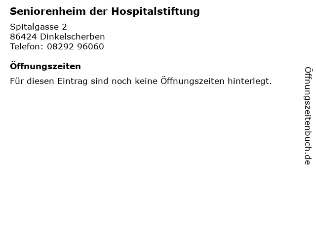Seniorenheim der Hospitalstiftung in Dinkelscherben: Adresse und Öffnungszeiten