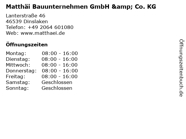 Matthäi Bauunternehmen GmbH & Co. KG in Dinslaken: Adresse und Öffnungszeiten