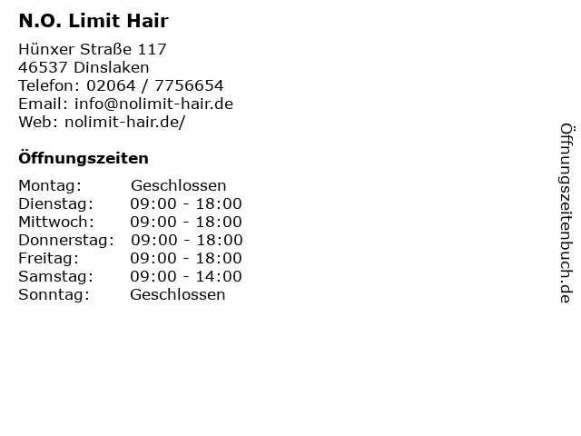 N.O. Limit Hair in Dinslaken: Adresse und Öffnungszeiten