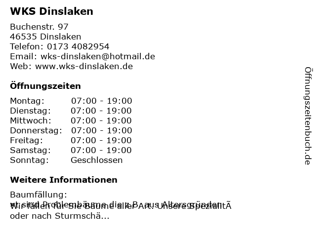 WKS Dinslaken in Dinslaken: Adresse und Öffnungszeiten