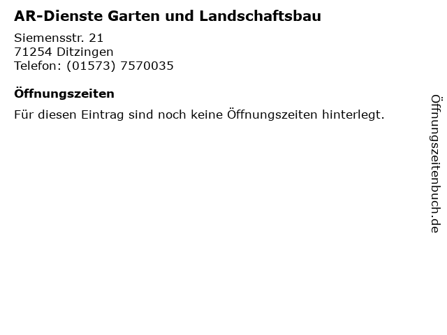 AR-Dienste Garten und Landschaftsbau in Ditzingen: Adresse und Öffnungszeiten