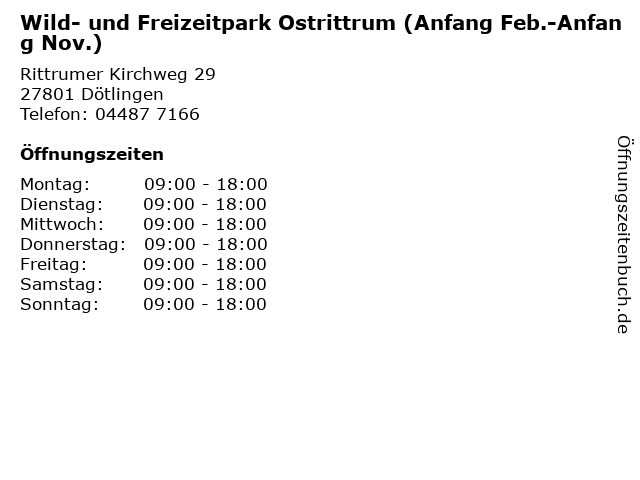 Wild- und Freizeitpark Ostrittrum (Anfang Feb.-Anfang Nov.) in Dötlingen: Adresse und Öffnungszeiten