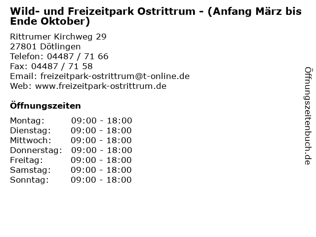 Wild- und Freizeitpark Ostrittrum - (Anfang März bis Ende Oktober) in Dötlingen: Adresse und Öffnungszeiten