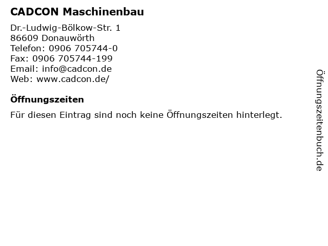 CADCON Maschinenbau in Donauwörth: Adresse und Öffnungszeiten