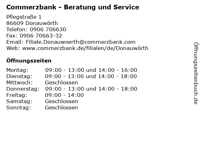 Commerzbank - Beratung und Service in Donauwörth: Adresse und Öffnungszeiten