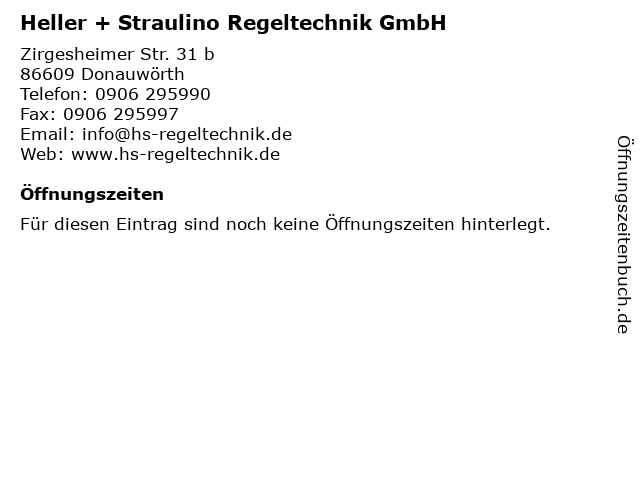 Heller + Straulino Regeltechnik GmbH in Donauwörth: Adresse und Öffnungszeiten