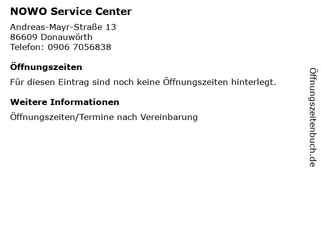 NOWO Service Center in Donauwörth: Adresse und Öffnungszeiten