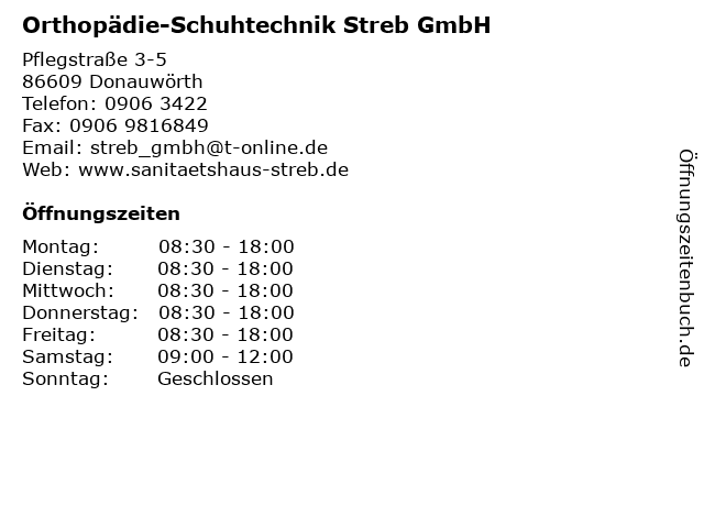 Orthopädie-Schuhtechnik Streb GmbH in Donauwörth: Adresse und Öffnungszeiten