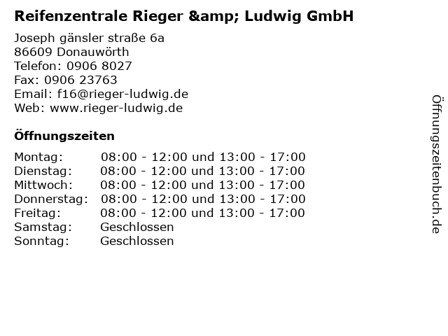 Reifenzentrale Rieger & Ludwig GmbH in Donauwörth: Adresse und Öffnungszeiten