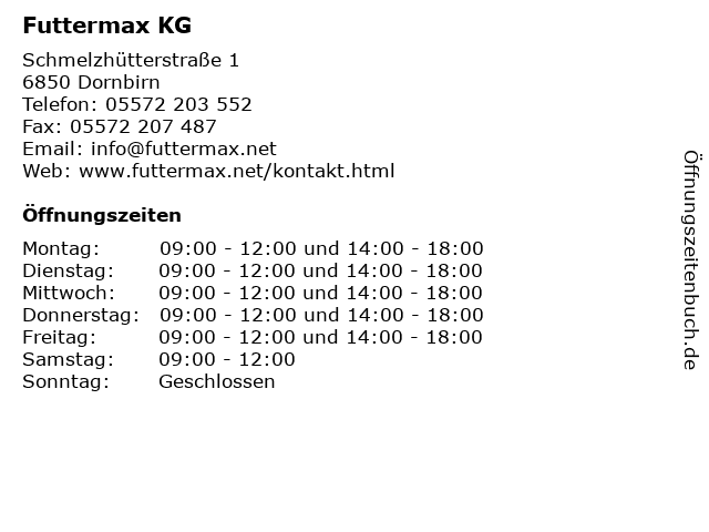 Futtermax KG in Dornbirn: Adresse und Öffnungszeiten