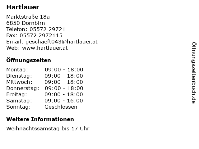 Hartlauer in Dornbirn: Adresse und Öffnungszeiten