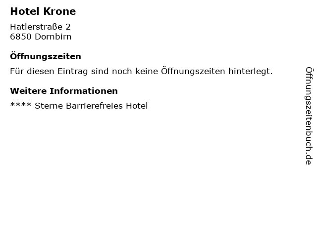 Hotel Krone in Dornbirn: Adresse und Öffnungszeiten