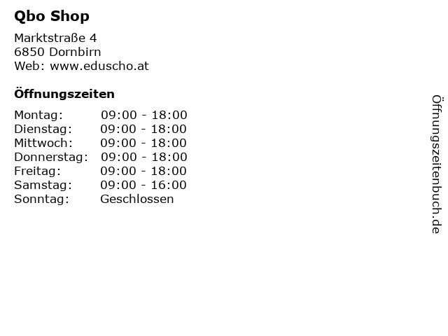 Qbo Shop in Dornbirn: Adresse und Öffnungszeiten