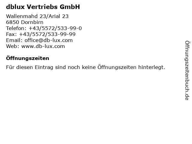 dblux Vertriebs GmbH in Dornbirn: Adresse und Öffnungszeiten
