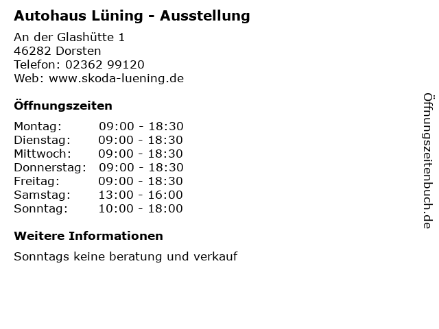 Autohaus Lüning - Ausstellung in Dorsten: Adresse und Öffnungszeiten