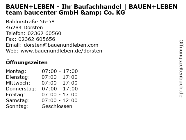 BAUEN+LEBEN - Ihr Baufachhandel | BAUEN+LEBEN team baucenter GmbH & Co. KG in Dorsten: Adresse und Öffnungszeiten