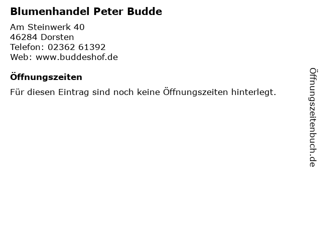 Blumenhandel Peter Budde in Dorsten: Adresse und Öffnungszeiten