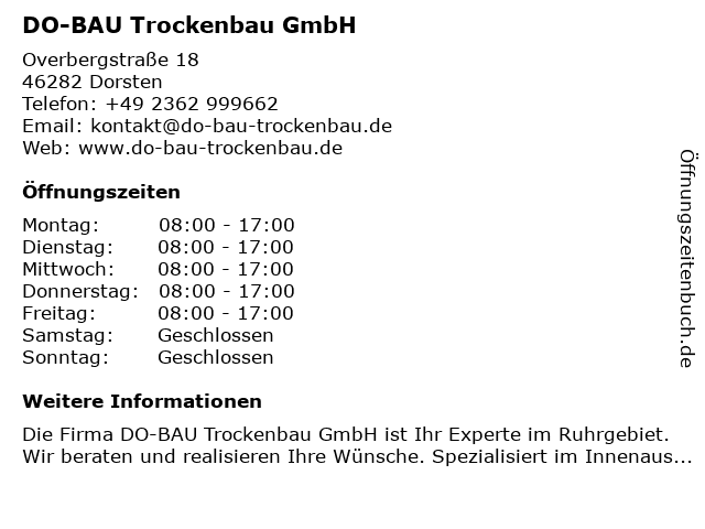 DO-BAU Trockenbau GmbH in Dorsten: Adresse und Öffnungszeiten