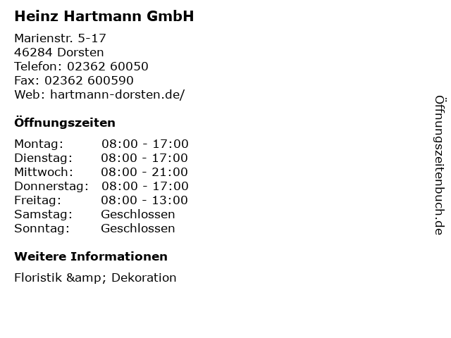 Heinz Hartmann GmbH in Dorsten: Adresse und Öffnungszeiten
