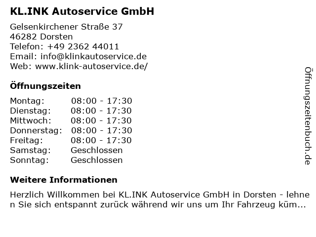 KL.INK Autoservice GmbH in Dorsten: Adresse und Öffnungszeiten