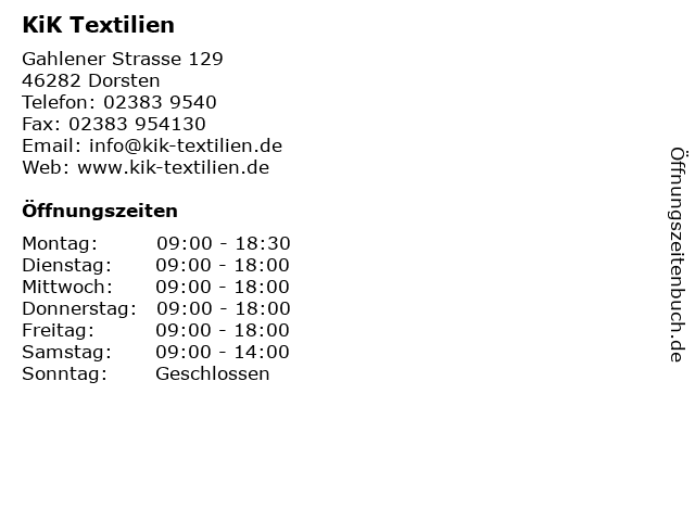 KiK Textilien in Dorsten: Adresse und Öffnungszeiten