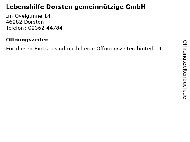 Lebenshilfe Dorsten gemeinnützige GmbH in Dorsten: Adresse und Öffnungszeiten