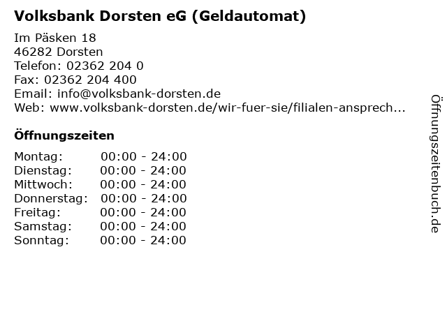 Volksbank Dorsten eG (Geldautomat) in Dorsten: Adresse und Öffnungszeiten
