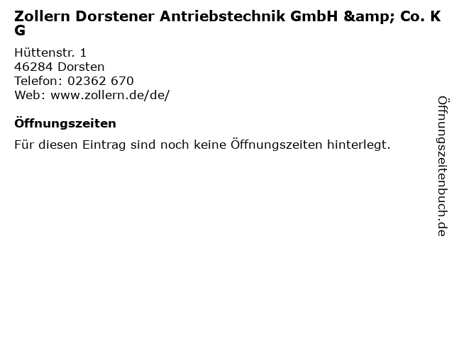 Zollern Dorstener Antriebstechnik GmbH & Co. KG in Dorsten: Adresse und Öffnungszeiten