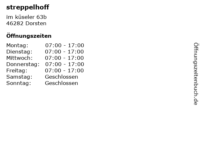 streppelhoff in Dorsten: Adresse und Öffnungszeiten