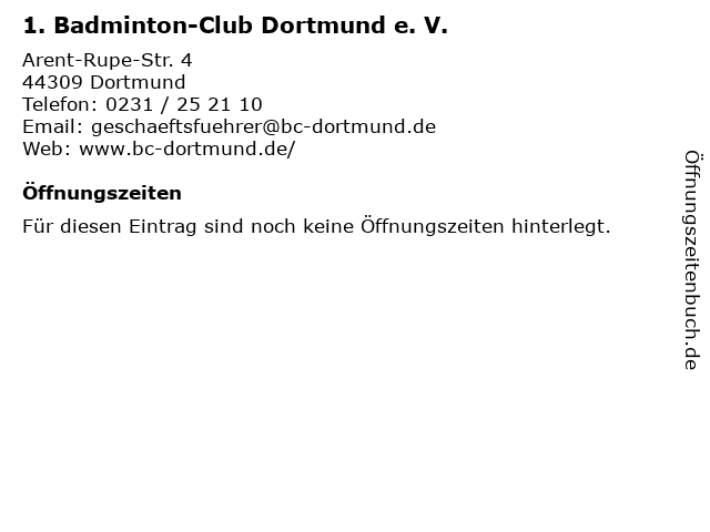 1. Badminton-Club Dortmund e. V. in Dortmund: Adresse und Öffnungszeiten