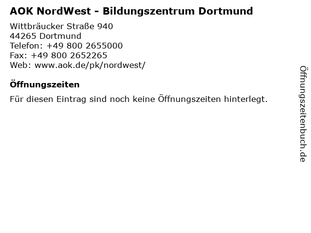 AOK NordWest - Bildungszentrum Dortmund in Dortmund: Adresse und Öffnungszeiten
