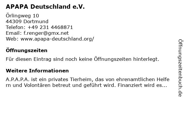 APAPA Deutschland e.V. in Dortmund: Adresse und Öffnungszeiten