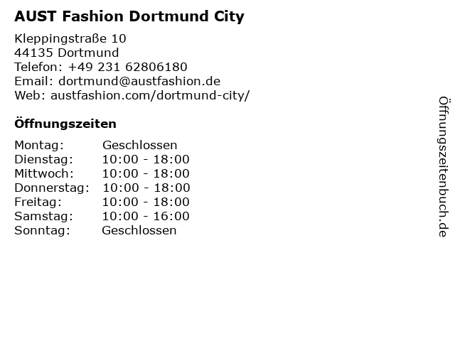 AUST Fashion Dortmund City in Dortmund: Adresse und Öffnungszeiten