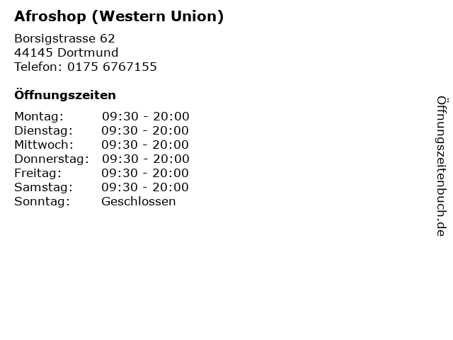 Afroshop (Western Union) in Dortmund: Adresse und Öffnungszeiten