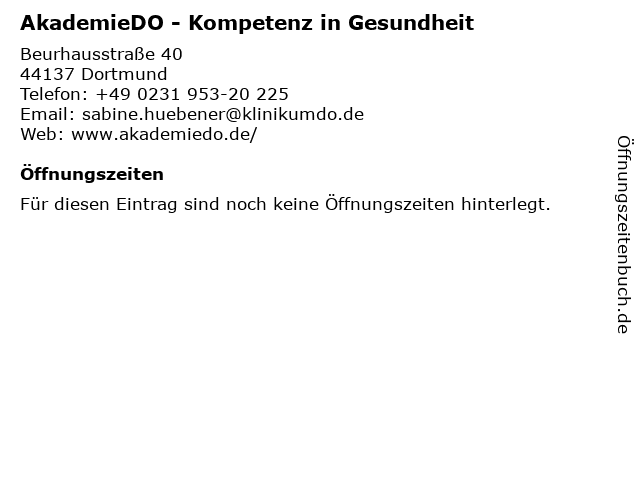AkademieDO - Kompetenz in Gesundheit in Dortmund: Adresse und Öffnungszeiten