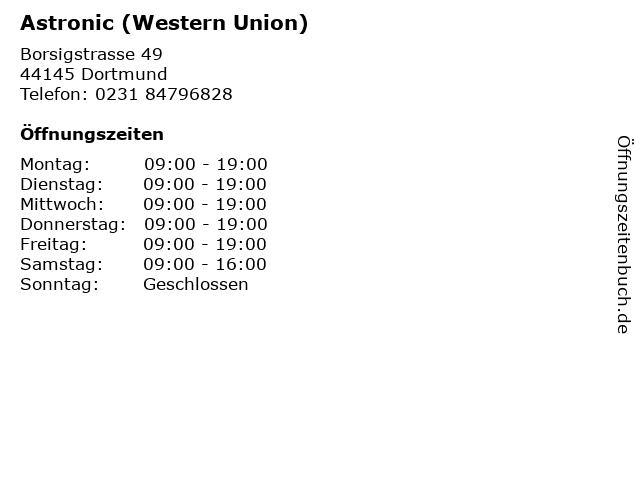 Astronic (Western Union) in Dortmund: Adresse und Öffnungszeiten